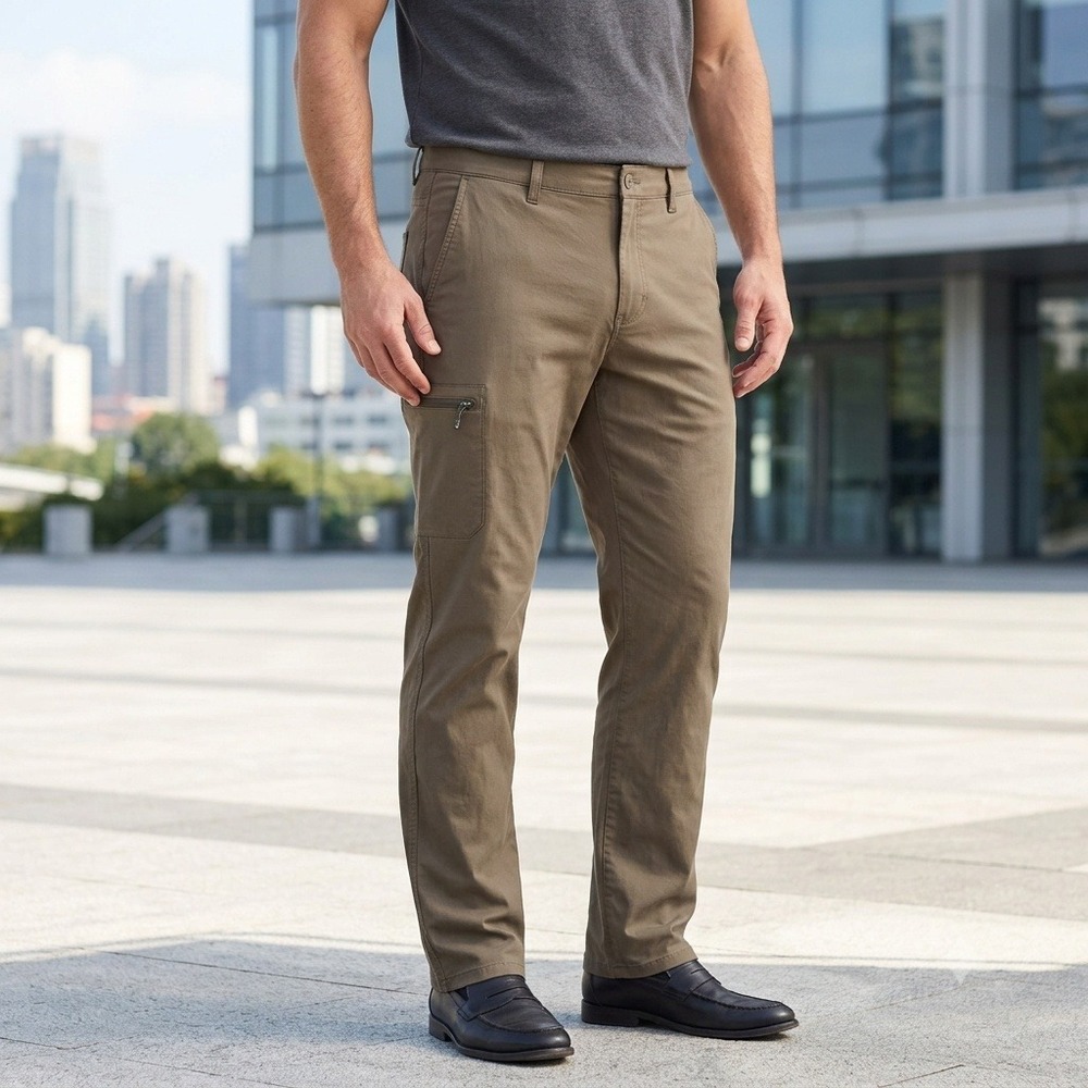 Weatherproof Vintage Mens Utility Tech Pants Brown Olive 40x30 Stretch Regular